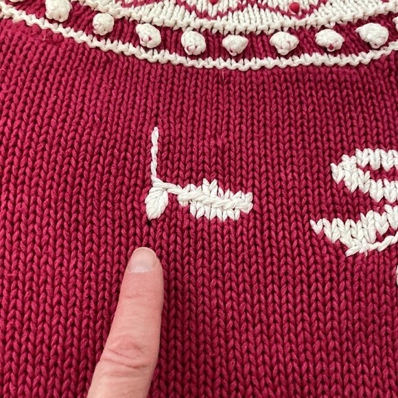 Vintage Cie International Magenta Pink Beaded Floral Hand-Knitted Sweater XS - Picture 14 of 14